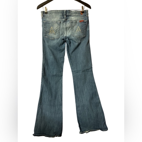 7 For All Mankind Flare Denim Pants Blue Women Size 28 - Picture 8 of 10